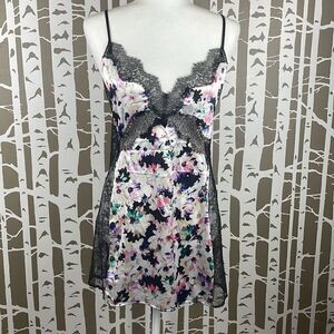 Victoria’s Secret Floral Print Satin and Lace Chemise Slip M